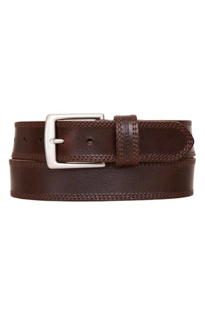 Lucky Brand Stitch Bar Leather Belt In Brown