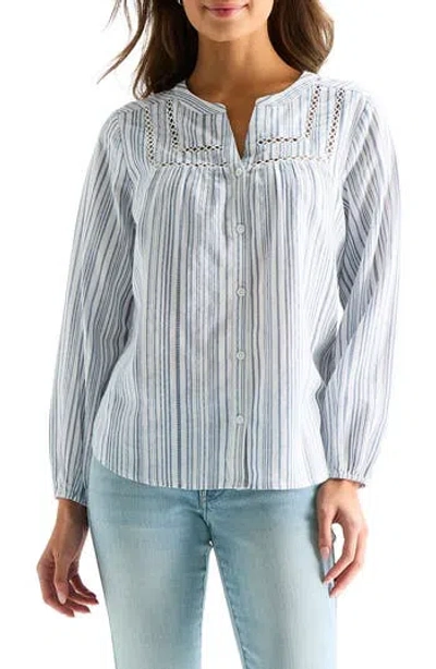 Lucky Brand Stitched Yoke Long Sleeve Button-up Shirt In Gray