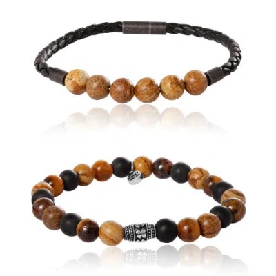 Lucky Brand Stretch Bead & Magnetic Cord Bracelet Set In Multi