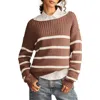 Lucky Brand Stripe Boat Neck Sweater In Deep Taupe Stripe