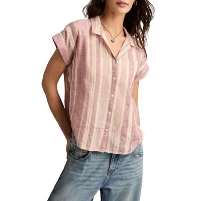 Lucky Brand Stripe Cotton Button-up Shirt In Pink
