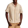 Lucky Brand Stripe Cotton Camp Shirt In Cream Multi