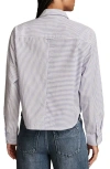 Lucky Brand Stripe Cotton Crop Button-up Shirt In Blue Stripe