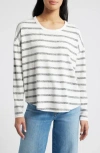 Lucky Brand Stripe Crewneck Knit Shirt In Grey Stripe
