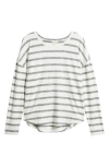 Lucky Brand Stripe Crewneck Knit Shirt In Grey Stripe