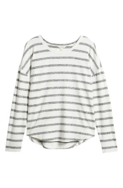 Lucky Brand Stripe Crewneck Knit Shirt In Grey Stripe