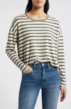 Lucky Brand Stripe Crewneck Knit Shirt In Natural St