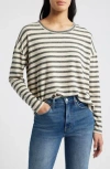 Lucky Brand Stripe Crewneck Knit Shirt In Natural St