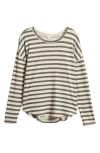 Lucky Brand Stripe Crewneck Knit Shirt In Natural Stripe
