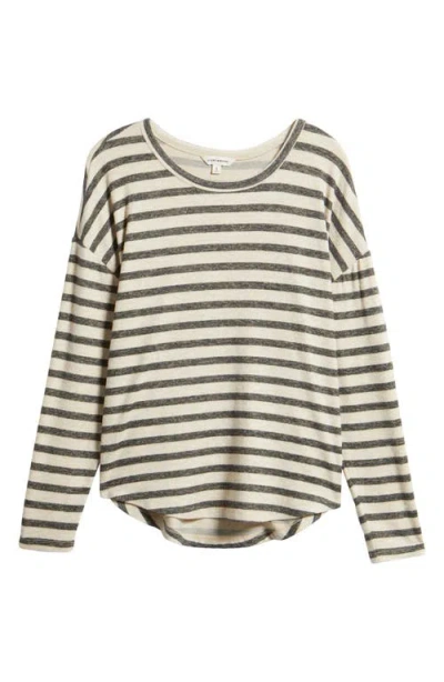 Lucky Brand Stripe Crewneck Knit Shirt In Natural Stripe