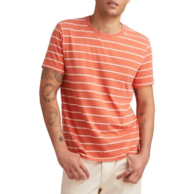 Lucky Brand Stripe Crewneck T-shirt In Orange