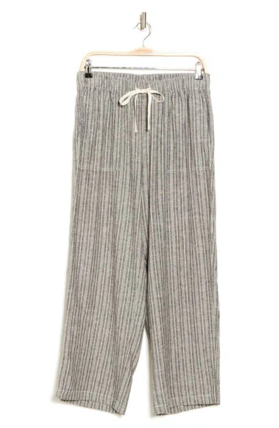 Lucky Brand Stripe Linen Blend Wide Leg Pants In Gray