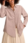 Lucky Brand Stripe Oversize Button Back Cotton Button-up Shirt In Brown Stripe