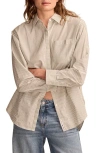 Lucky Brand Stripe Oversize Button Back Cotton Button-up Shirt In Green Stripe