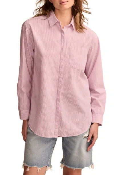 Lucky Brand Stripe Oversize Button Back Cotton Button-up Shirt In Purple Stripe