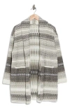 Lucky Brand Stripe Shawl Collar Cardigan In Grey Multi