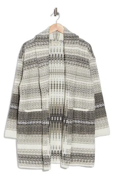 Lucky Brand Stripe Shawl Collar Cardigan In Grey Multi