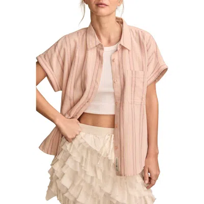 Lucky Brand Women's Roll-cuff Button-front Shirt In Cream Stripe