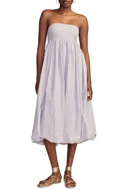 Lucky Brand Stripe Strapless Bubble Hem Maxi Dress In Purple Stripe