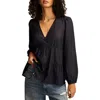 Lucky Brand Stripe Surplice Neck Tiered Top In Mood Indigo