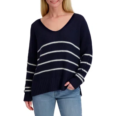 Lucky Brand Striped Textured Sweater In Black