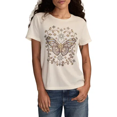 LUCKY BRAND LUCKY BRAND STUD EMBELLISHED BUTTERFLY COTTON GRAPHIC T-SHIRT