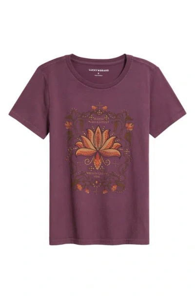 LUCKY BRAND LUCKY BRAND STUDDED BLOOM LIKE A LOTUS GRAPHIC T-SHIRT