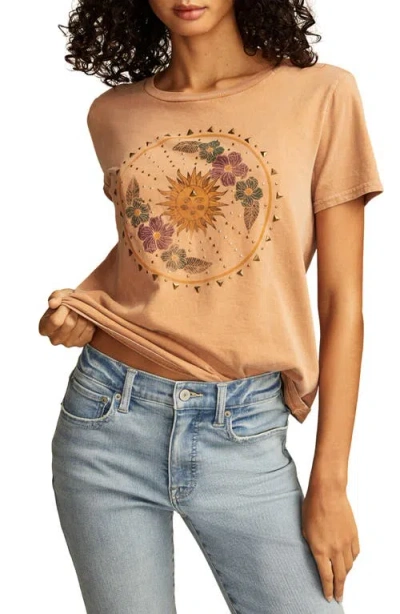 Lucky Brand Studded Sun Floral Cotton Graphic T-shirt In Camel