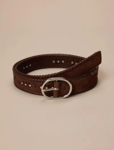 Lucky Brand Suede Laced And Studded Leather Belt In Burgundy