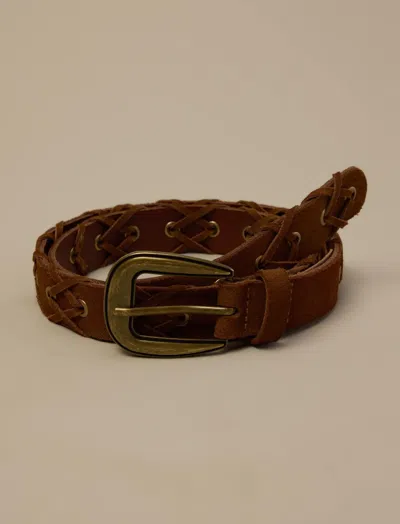 Lucky Brand Suede Laced Belt In Brown