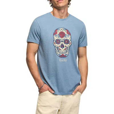 Lucky Brand Sugar Skull Cotton Blend Graphic T-shirt In Blue