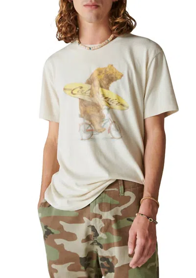 Lucky Brand Surf Bear Tee In Cream In Yellow