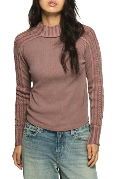Lucky Brand Sweater Mix Turtleneck Top In Pink