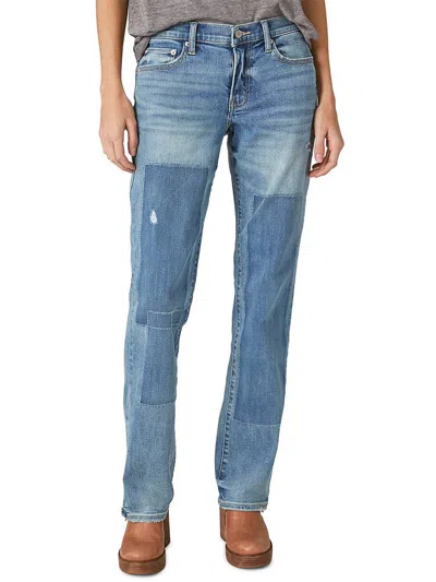 Lucky Brand Sweet Womens Mid-rise Distressed Straight Leg Jeans In Multi