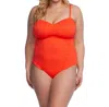 Lucky Brand Sweetheart Neck Lace Up One Piece Swimsuit - Plus In Doheny In Orange