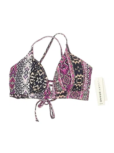 Lucky Brand Swimsuit Top Purple Animal Print Pattern Swimwear