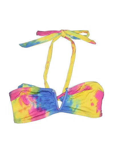 Pre-owned Lucky Brand Swimsuit Top Yellow Tie-dye Pattern Swimwear