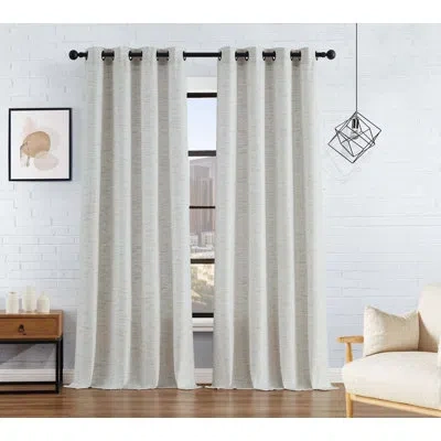Lucky Brand Synthetic Semi-sheer Grommet Curtain Panels In Taupe