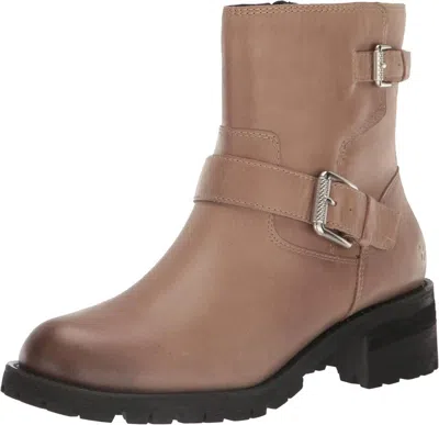 Lucky Brand Taini Boots Women Brown Leather Side Zip Round Toe Ankle Jobb141