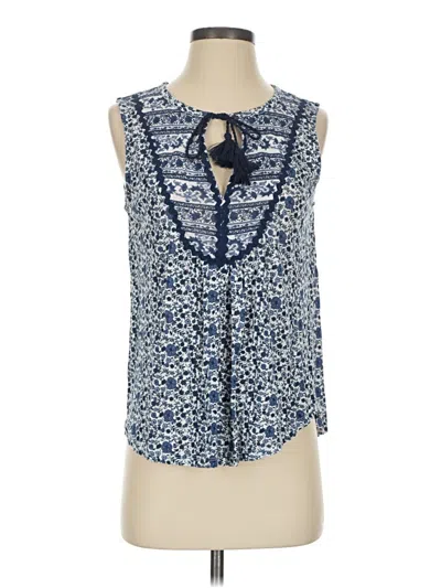 Pre-owned Lucky Brand Tank Top Blue Tie Neck Tops
