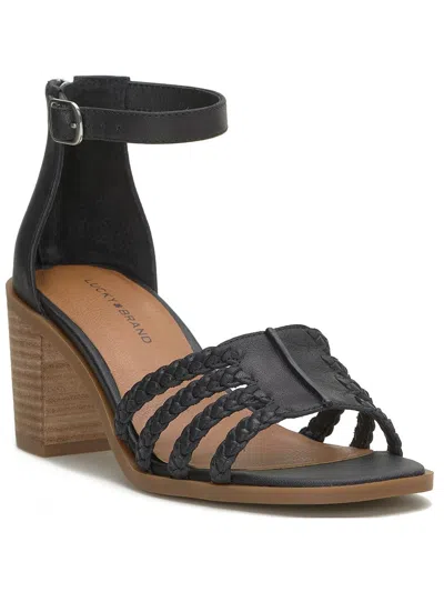 Lucky Brand Tasmina Womens Leather Ankle Strap Heels In Black