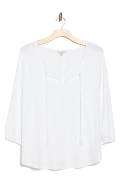 Lucky Brand Tassel Cotton Top In Lucky White
