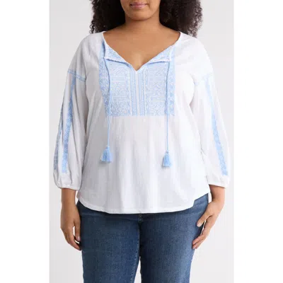 Lucky Brand Tassel Cotton Top In White