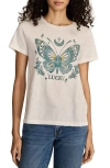 Lucky Brand Tattoo Beaded Butterfly Classic Cotton Crewneck T-shirt In White