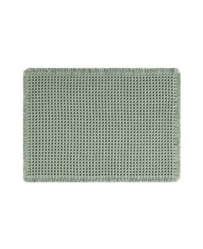 Lucky Brand Taylor Solid Waffle Weave Bath Rugs, 17" X 24" In Green