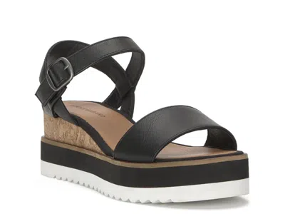 Lucky Brand Tayven Platform Wedge Sandal In Black