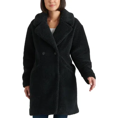 Lucky Brand Teddy Womens Winter Faux Fur Double Face Coat In Animal Print