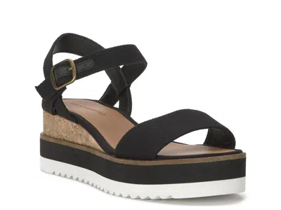 Lucky Brand Temay Platform Wedge Sandal In Black