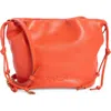 Lucky Brand Tess Drawstring Leather Bucket Bag In Orange