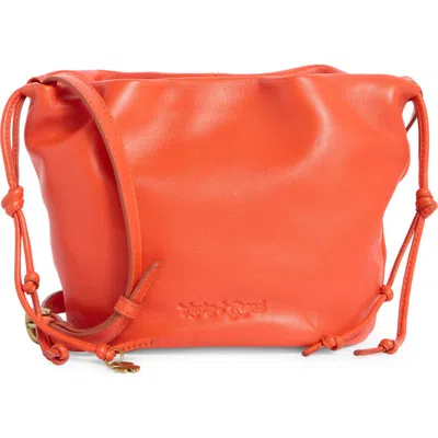 Lucky Brand Tess Drawstring Leather Bucket Bag In Orange